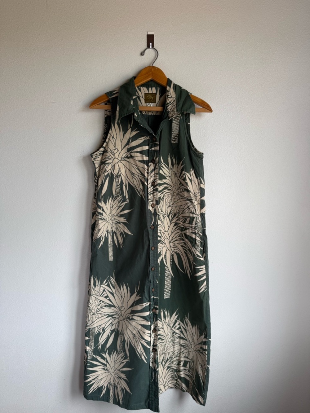 Sleeveless Green Palm-Print Sig Zane Dress size Medium